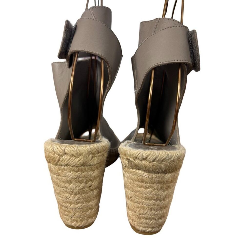 Vince Espadrille Wedge Leather Gray Ankle Strap Sandals Shoes Boho Resort sz 10 - Picture 11 of 16